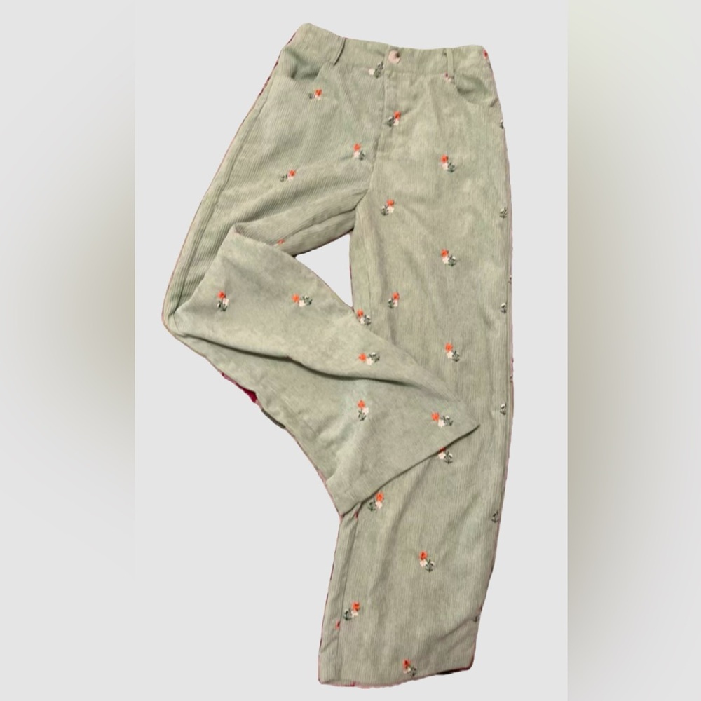*SOLD* 🌸DITSY FLORAL EMBROIDERY CORDUROY TROUSERS 🌸

[nwot]